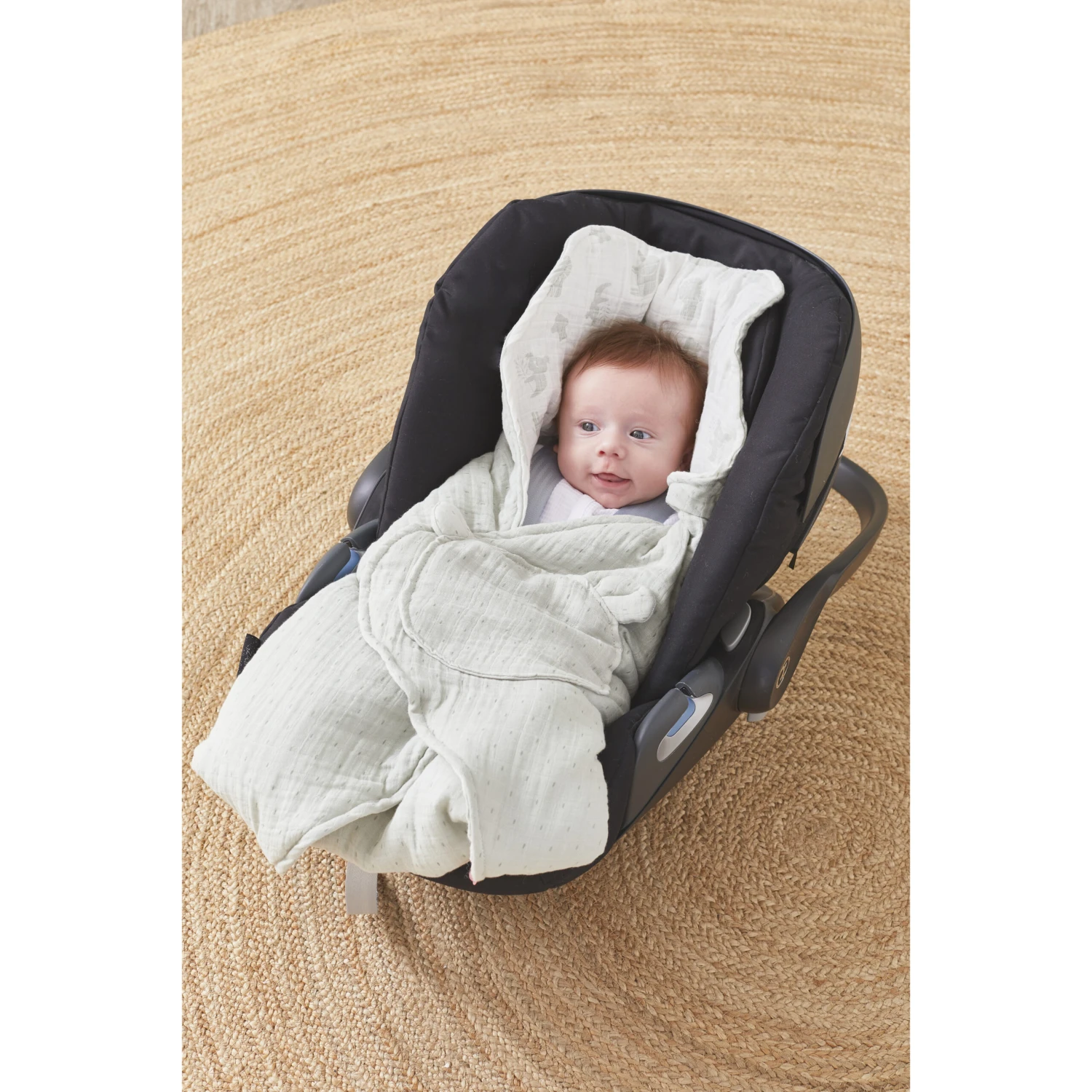 Mix & Match Couverture Promenade Mousseline Bio Safari Sauge De Noukies 4 Mix & Match Couverture Promenade Mousseline Bio Safari Sauge De Noukies – Image 2